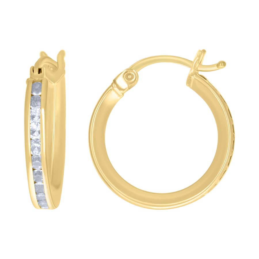 10Kt Gold Cz Hoop Earrings