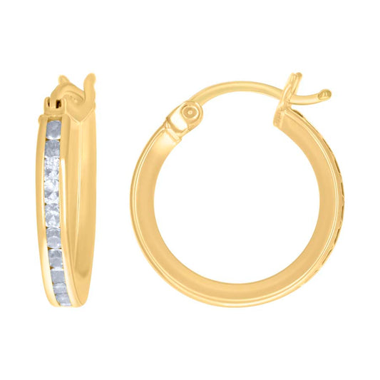 10Kt Gold Cz Hoop Earrings