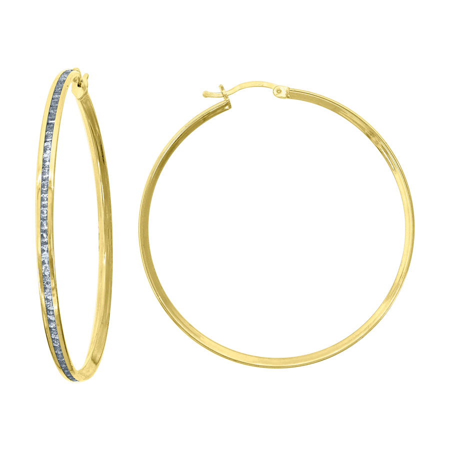 10Kt Gold Cz Hoop Earrings