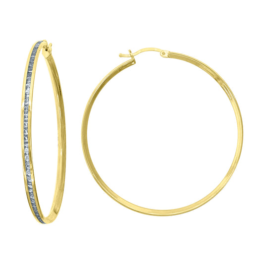 10Kt Gold Cz Hoop Earrings
