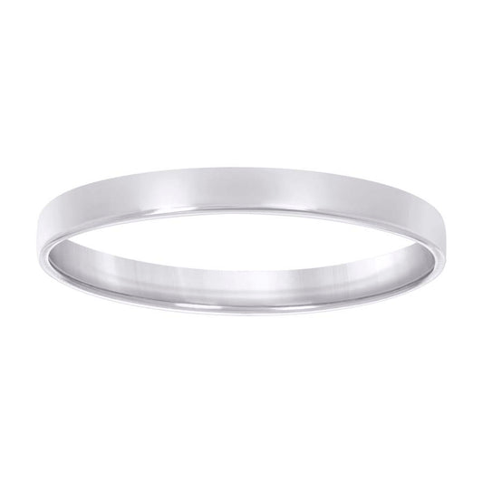 925 Sterling Silver Flat Comfort Band Rhodium 3mm