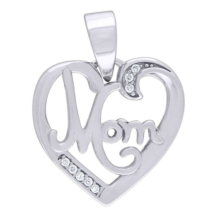 925-Cz Mom Heart Pendant