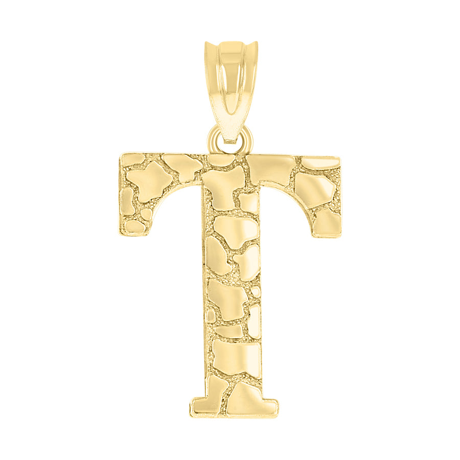 10Kt Gold Initial Letter Pendant "T"