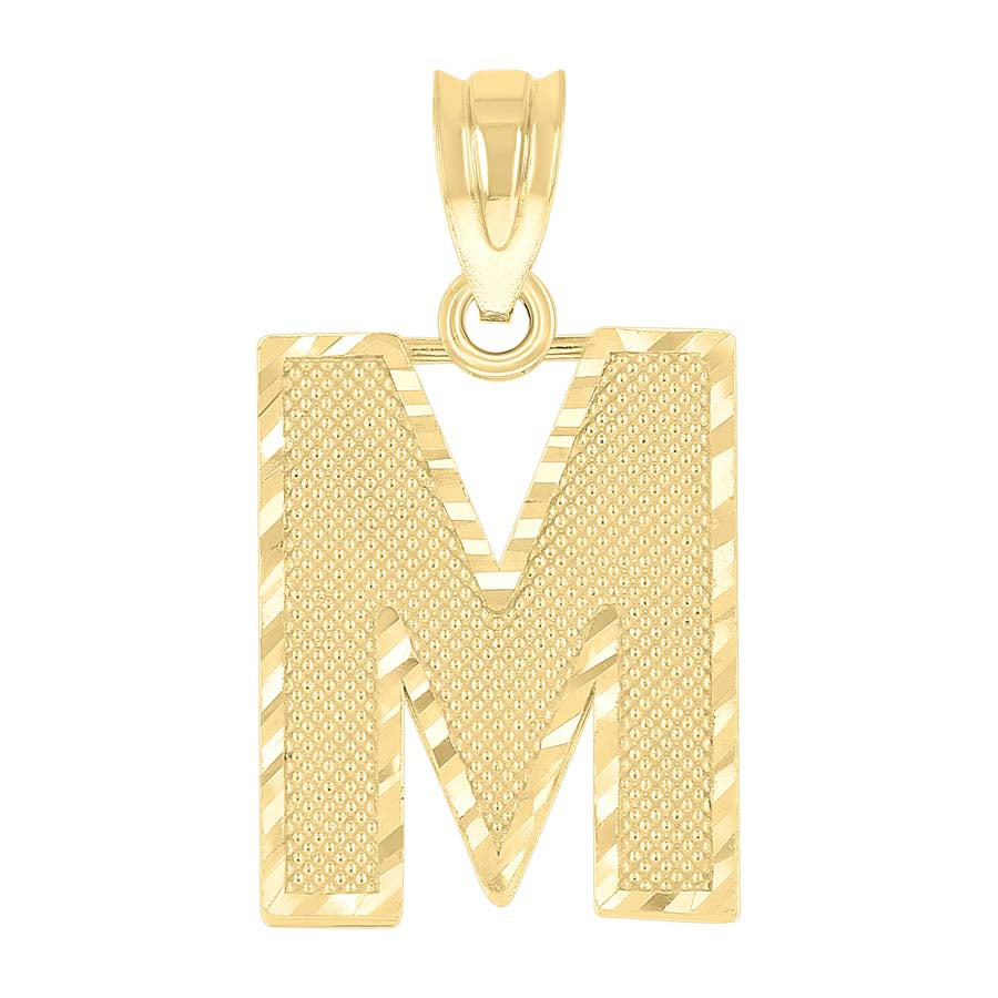 10K Gold Initial Letter Pendant "M"