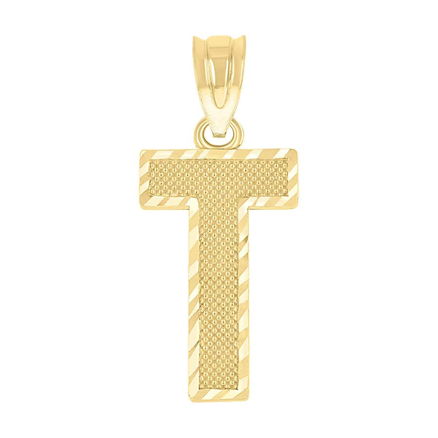 10K Gold Initial Letter Pendant "T"