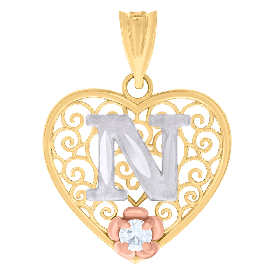 10Kt Gold Pendant "N" Initial