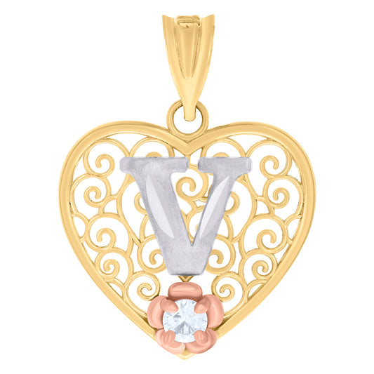 10Kt Gold Pendant "V" Initial