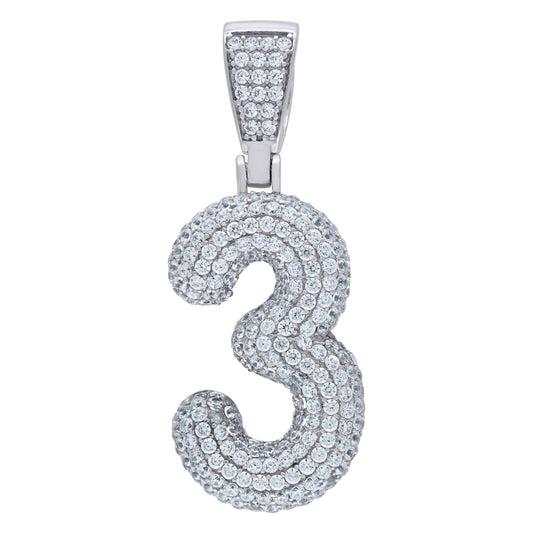 925-Silver Pendant Number "3"