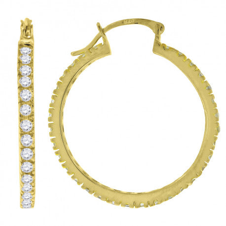925 32mm-Cz Hoop Earrings
