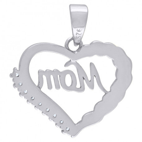 925 Cz Mom Heart Pendant