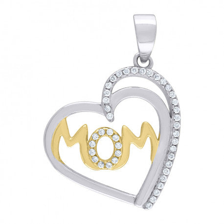 925-Cz Mom Heart Pendant