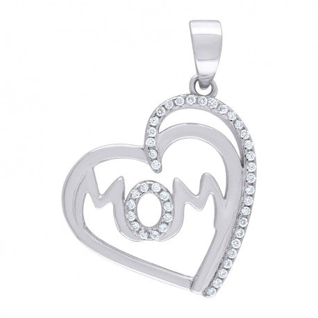 925-Cz Mom Heart Pendant