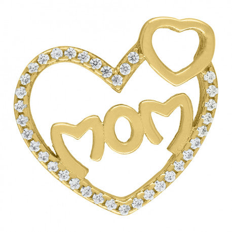 925-Cz Mom Heart Pendant