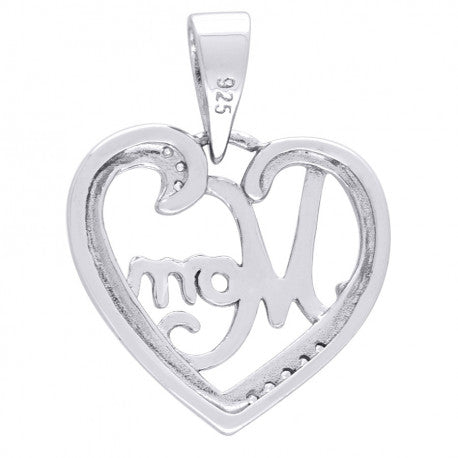 925-Cz Mom Heart Pendant