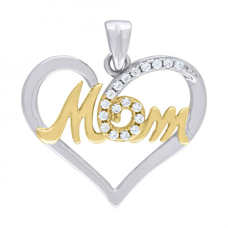 925-Cz Mom Heart Pendant