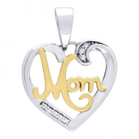 925-Cz Mom Heart Pendant