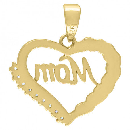 925-Cz Mom Heart Pendant