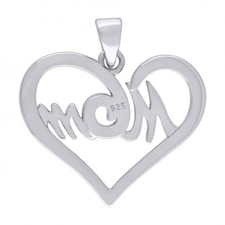 925-Cz Mom Heart Pendant