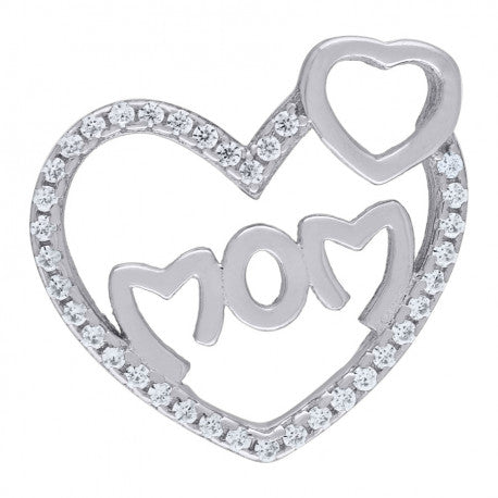 925-Cz Mom Heart Pendant