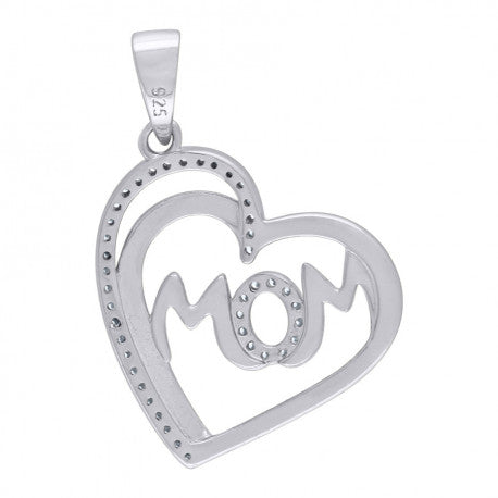 925-Cz Mom Heart Pendant