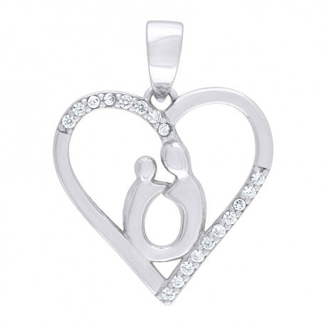 925-Cz Mom Heart Pendant