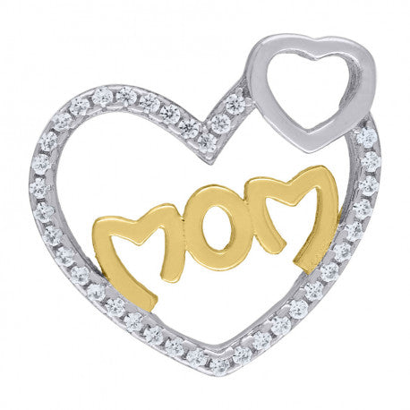 925-Cz Mom Heart Pendant