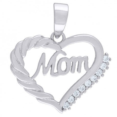 925 Cz Mom Heart Pendant