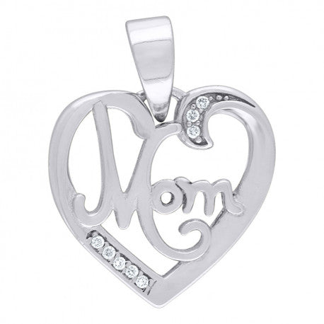 925-Cz Mom Heart Pendant