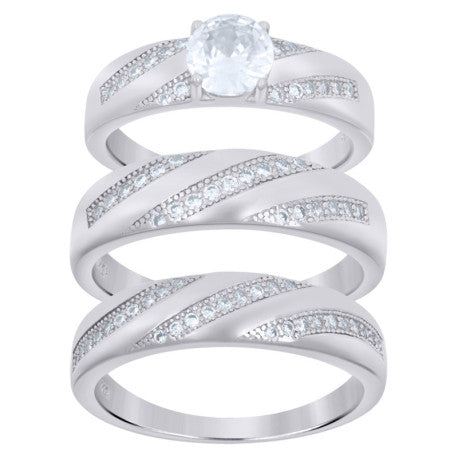 925 Micro-Pave Trio Ring