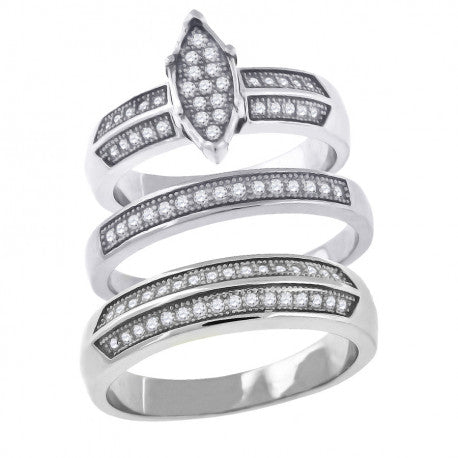 925 Micro-Pave Trio Set