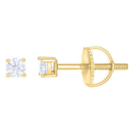 925 Silver 3mm Round Screwback Moissanite