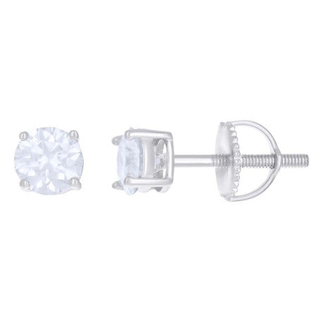 925 Silver 5mm Round Screwback Moissanite
