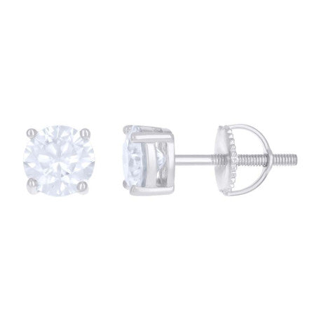 925 Silver 6mm Round Screwback Moissanite