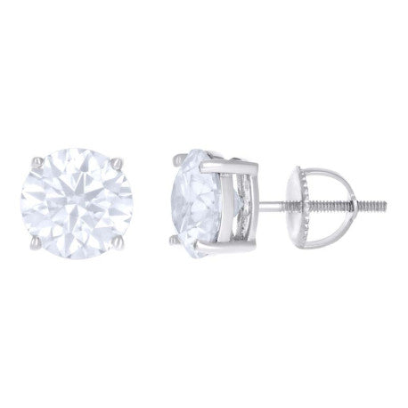 925 Silver 8mm Round Screwback Moissanite