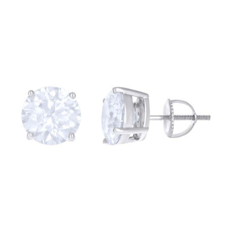 925 Silver 9mm Round Screwback Moissanite Ctw 5.2