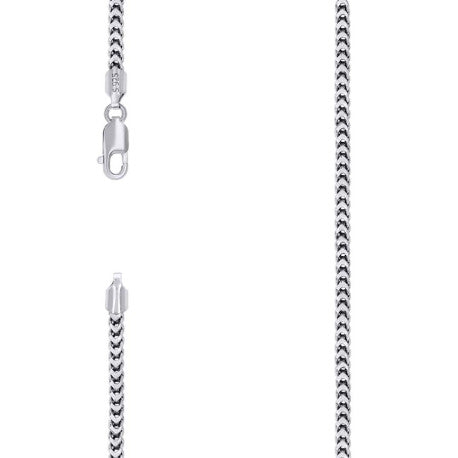 925 Sterling Silver Hollow Franco Chain Rhodium 070 2.5mm
