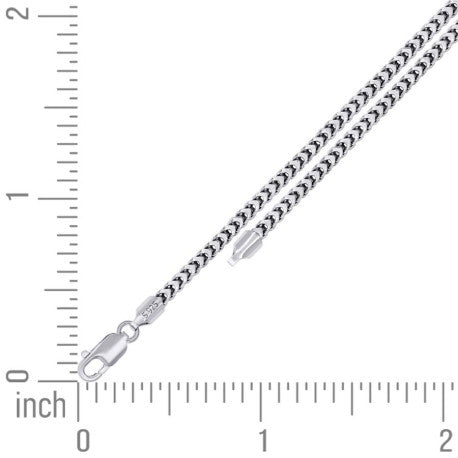925 Sterling Silver Hollow Franco Chain Rhodium 070 2.5mm