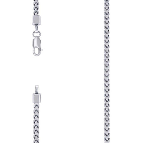 925 Sterling Silver Hollow Franco Chain Rhodium 080 2.7mm