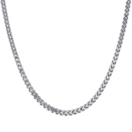 925 Sterling Silver Hollow Franco Chain Rhodium 080 2.7mm