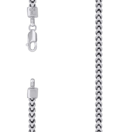 925 Sterling Silver Hollow Franco Chain Rhodium 100 3.6mm