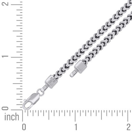925 Sterling Silver Hollow Franco Chain Rhodium 100 3.6mm