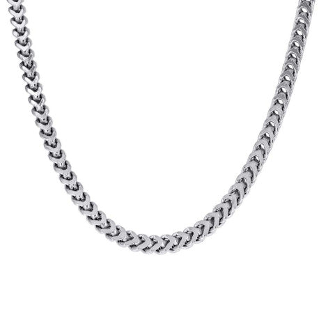 925 Sterling Silver Hollow Franco Chain Rhodium 100 3.6mm