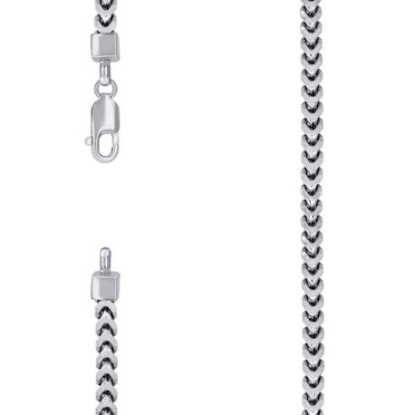 925 Sterling Silver Hollow Franco Chain Rhodium 120 4.3mm