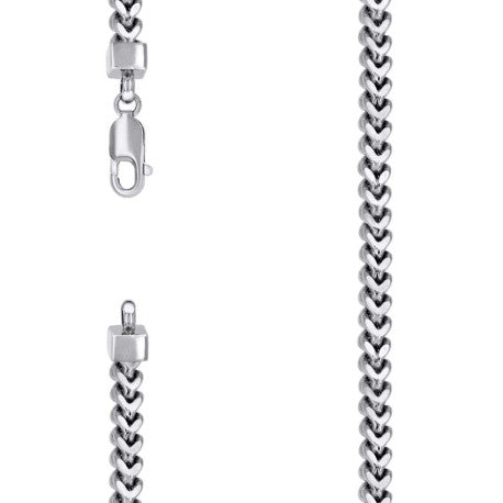 925 Sterling Silver Hollow Franco Chain Rhodium 150 5.4mm