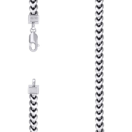 925 Sterling Silver Hollow Franco Chain Rhodium 180 6.4mm