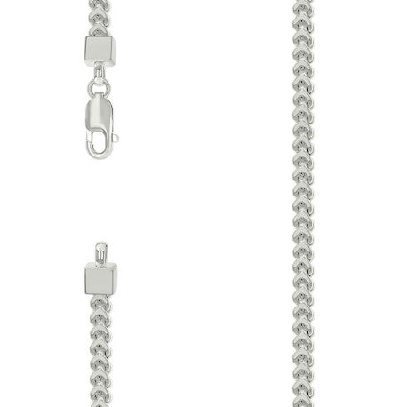 925 Sterling Silver Hollow Franco Chain Silver 100 3.5mm