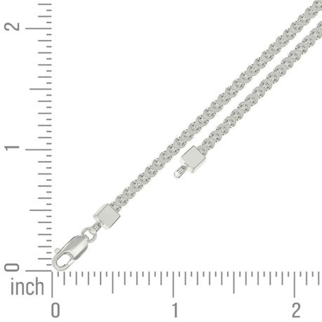 925 Sterling Silver Hollow Franco Chain Silver 080 3mm