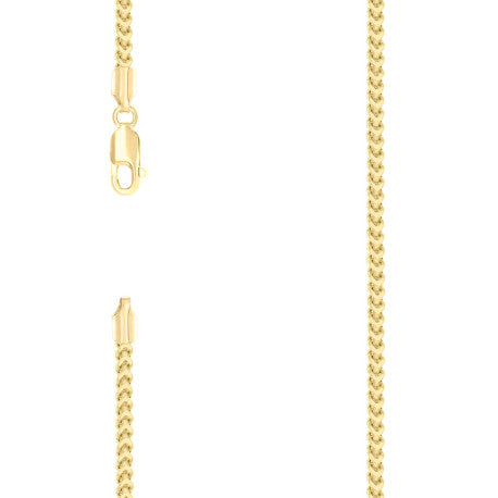 925 Sterling Silver Hollow Franco Chain Yellow 070 2.5mm