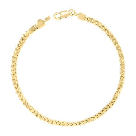 925 Sterling Silver Hollow Franco Chain Yellow 080 2.7mm
