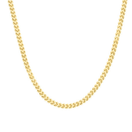 925 Sterling Silver Hollow Franco Chain Yellow 080 2.7mm